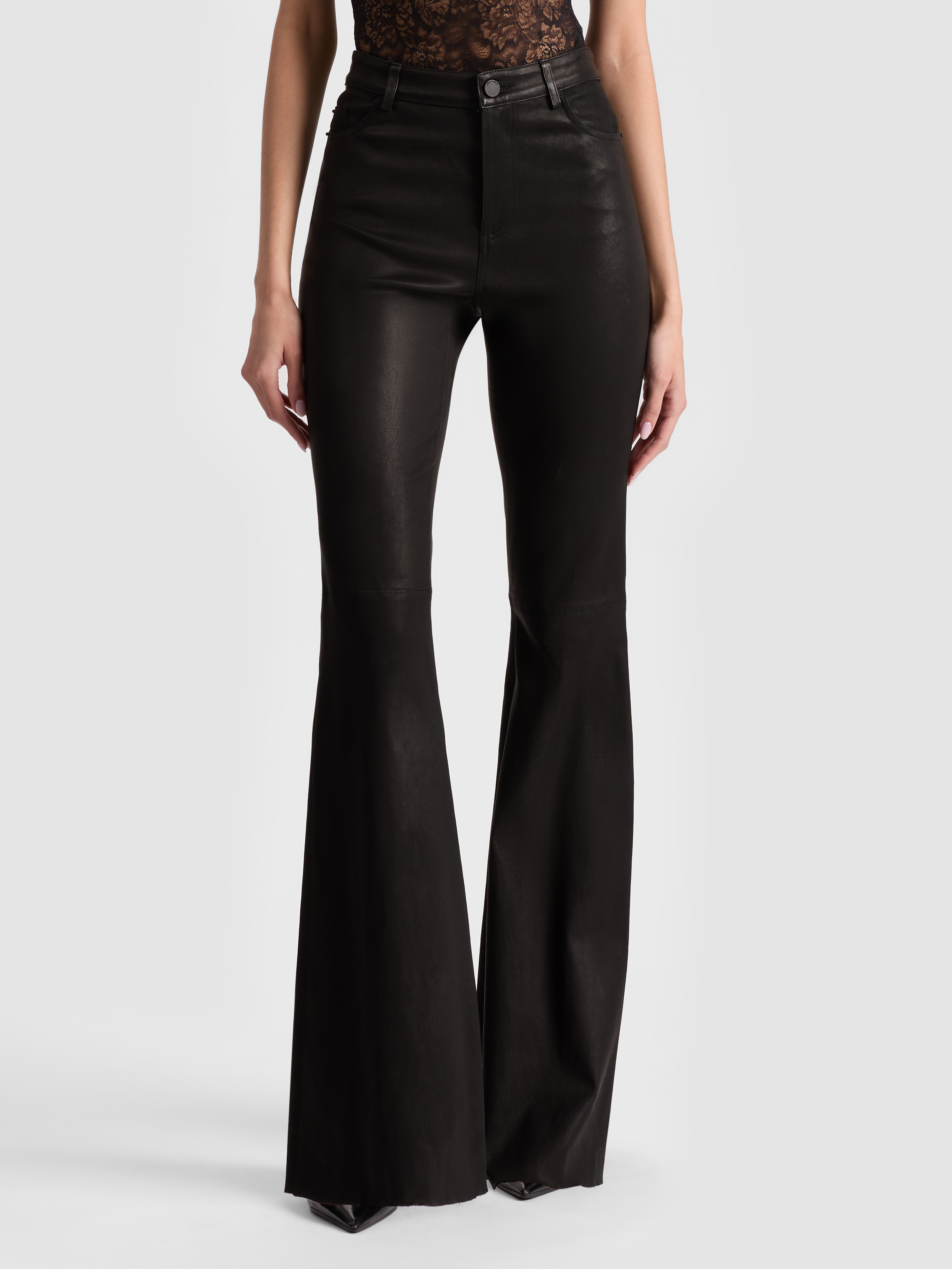 alice + olivia BRENT LEATHER BELL PANT