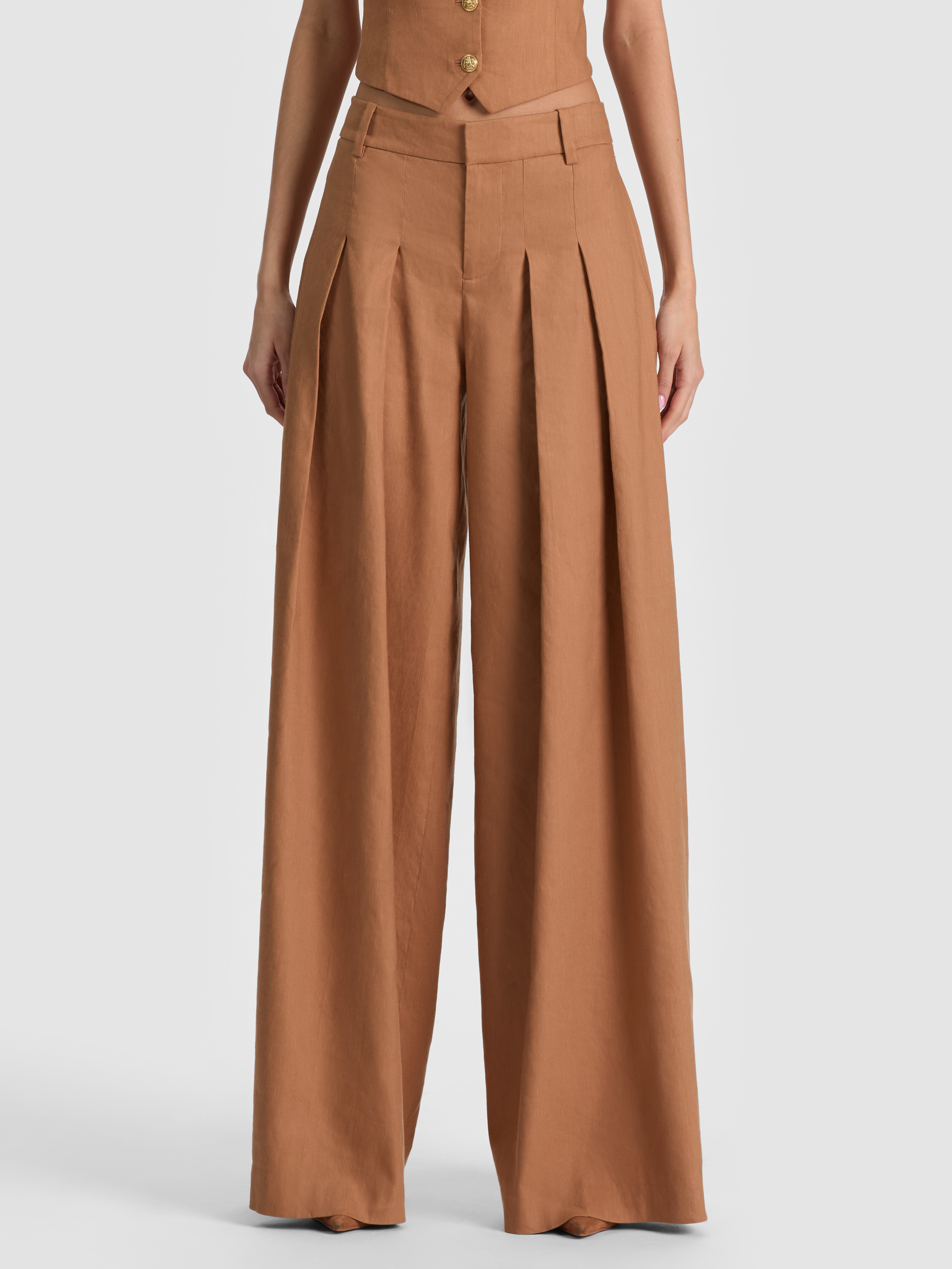 alice + olivia BLAIRE PLEATED LINEN PANT