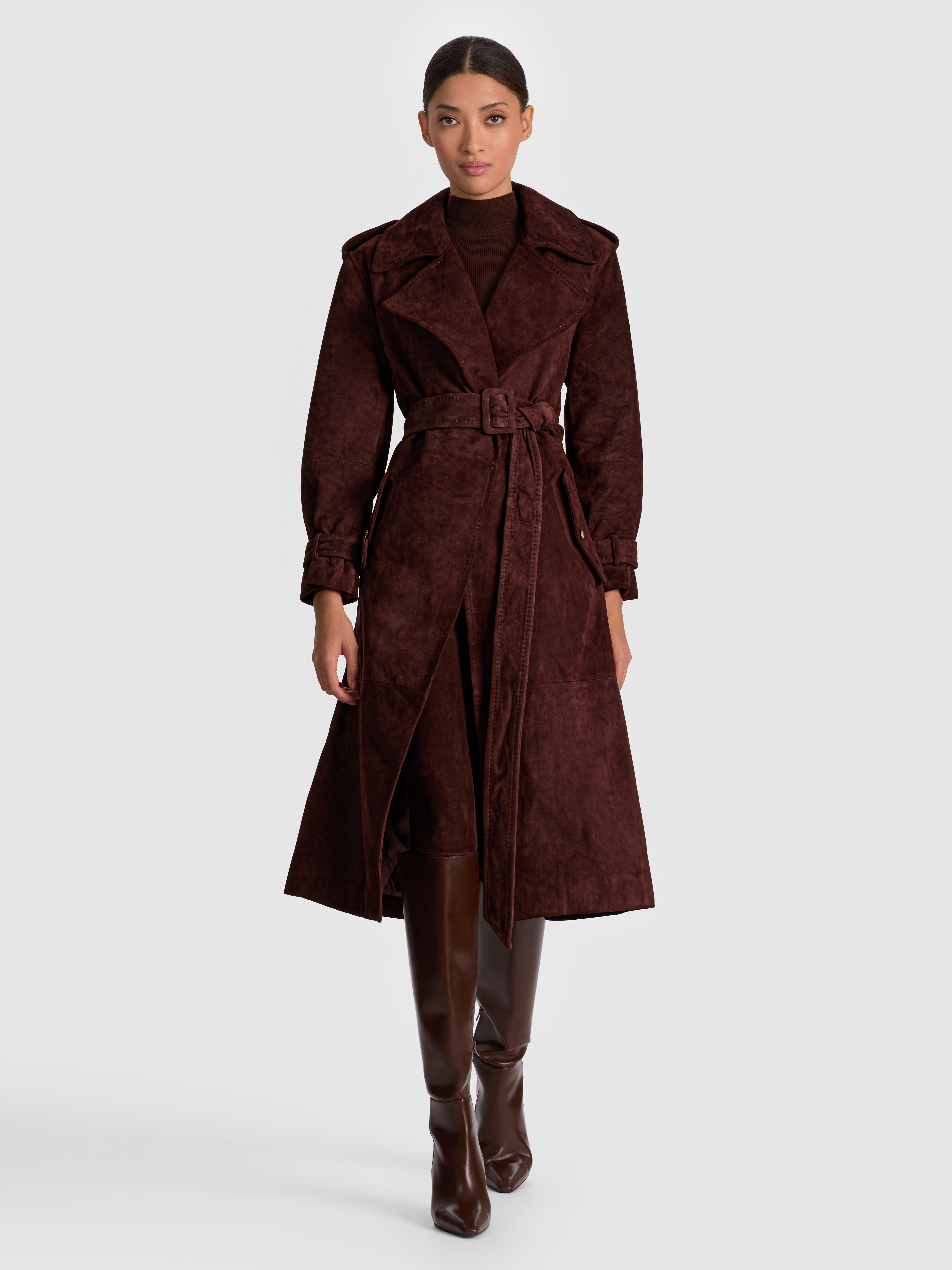 alice + olivia NEVADA SUEDE TRENCH COAT