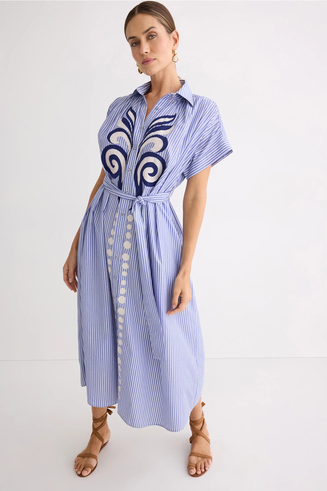 Carolina K Valerie Kaftan Dress Blue-white-print