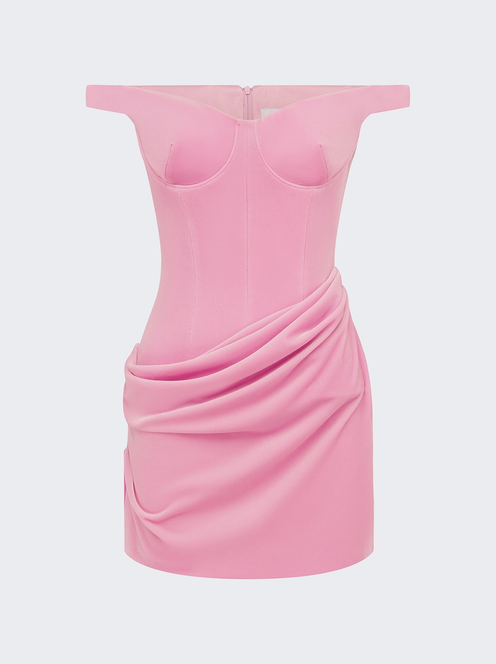 Off-the-shoulder Velvet Draped Mini Dress Peony