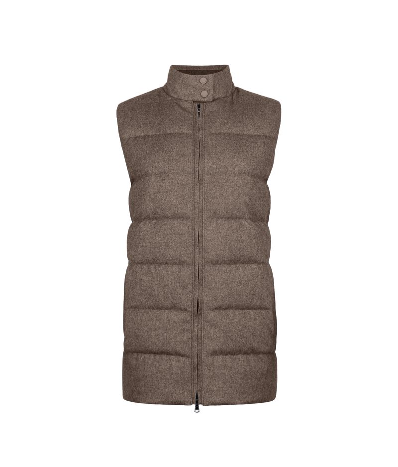 Falconeri Sleeveless silk and cashmere short quilted jacket Woman Tortora Melange