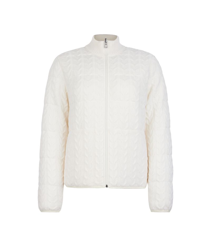 Falconeri Cashmere and technical fabric reversible cable-knit short quilted jacket Woman Bow