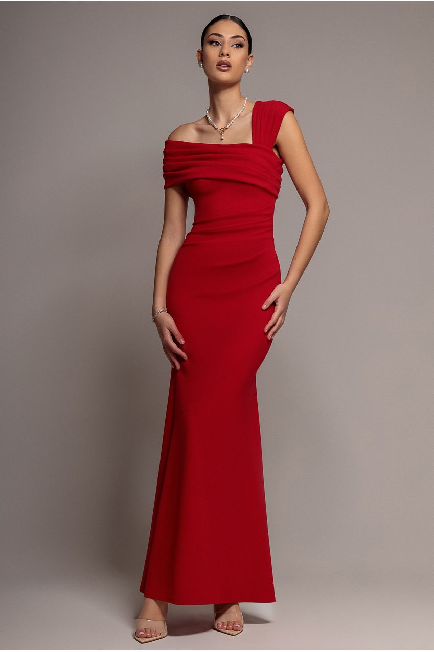 Goddiva One Shoulder Evening Maxi Dress