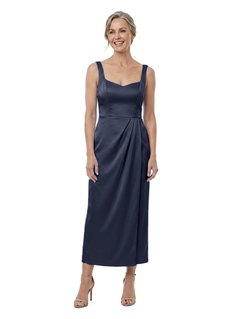 ChicSew Pretty Square Neck Satin Sheath Mother Of The Bride Dress Tea-Length