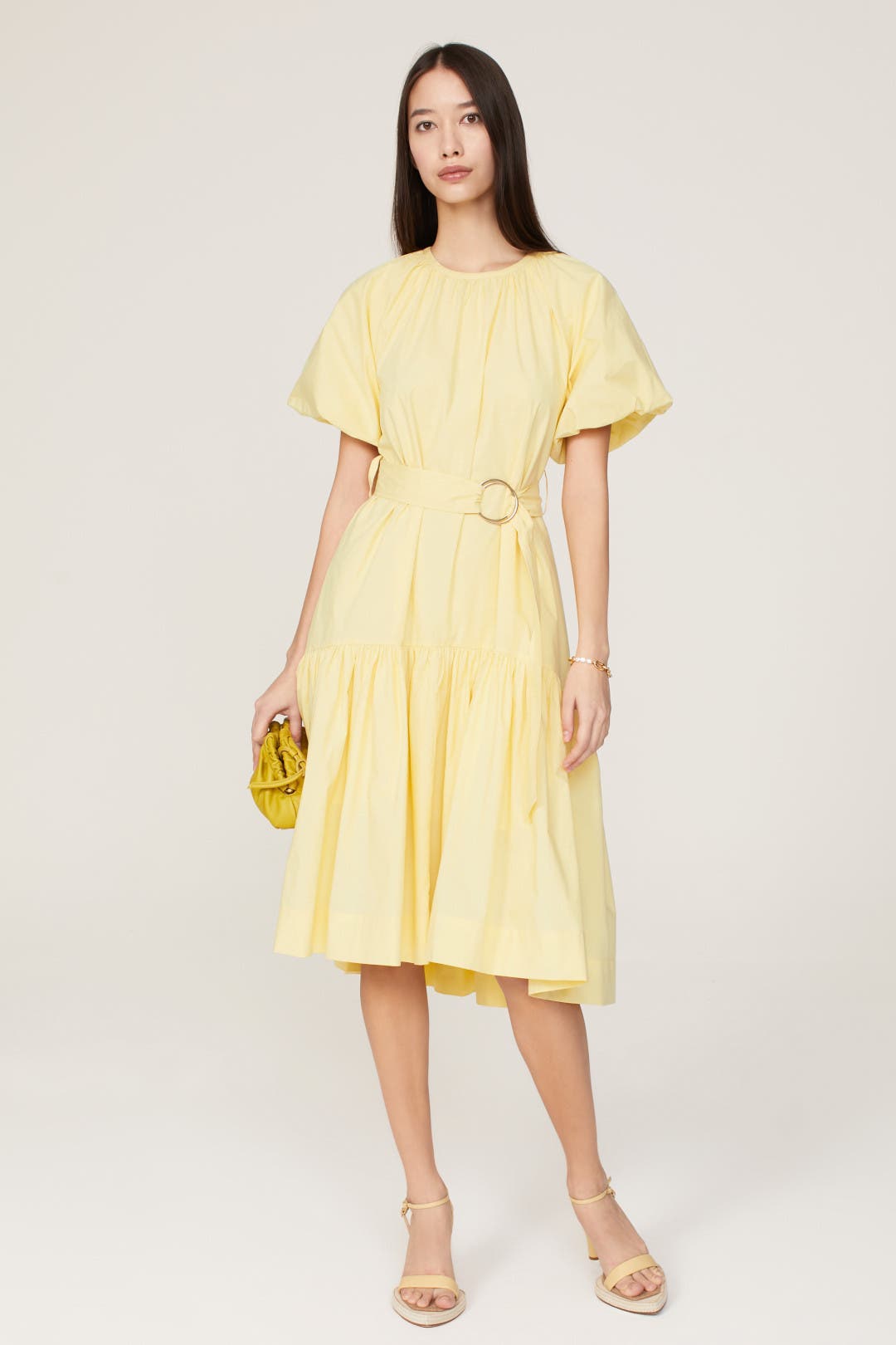 Eudon Choi x RTR Belted Tiered Dress Yellow