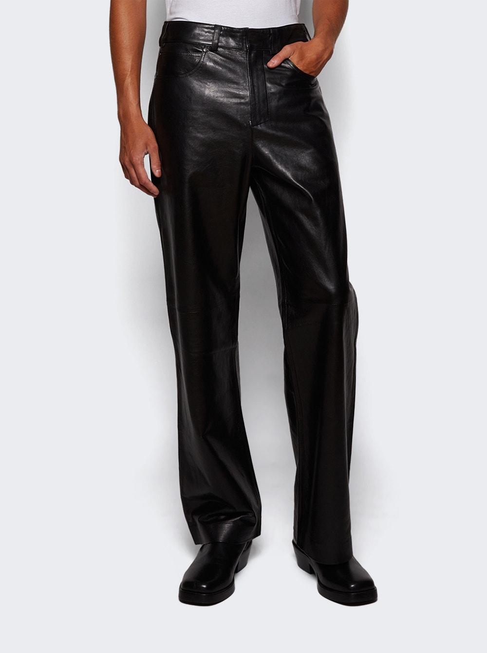 Leather Straight Leg Pant Black