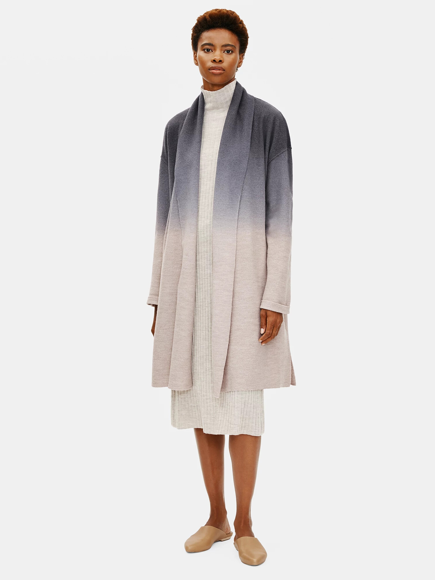 Ombre Boiled Wool Coat