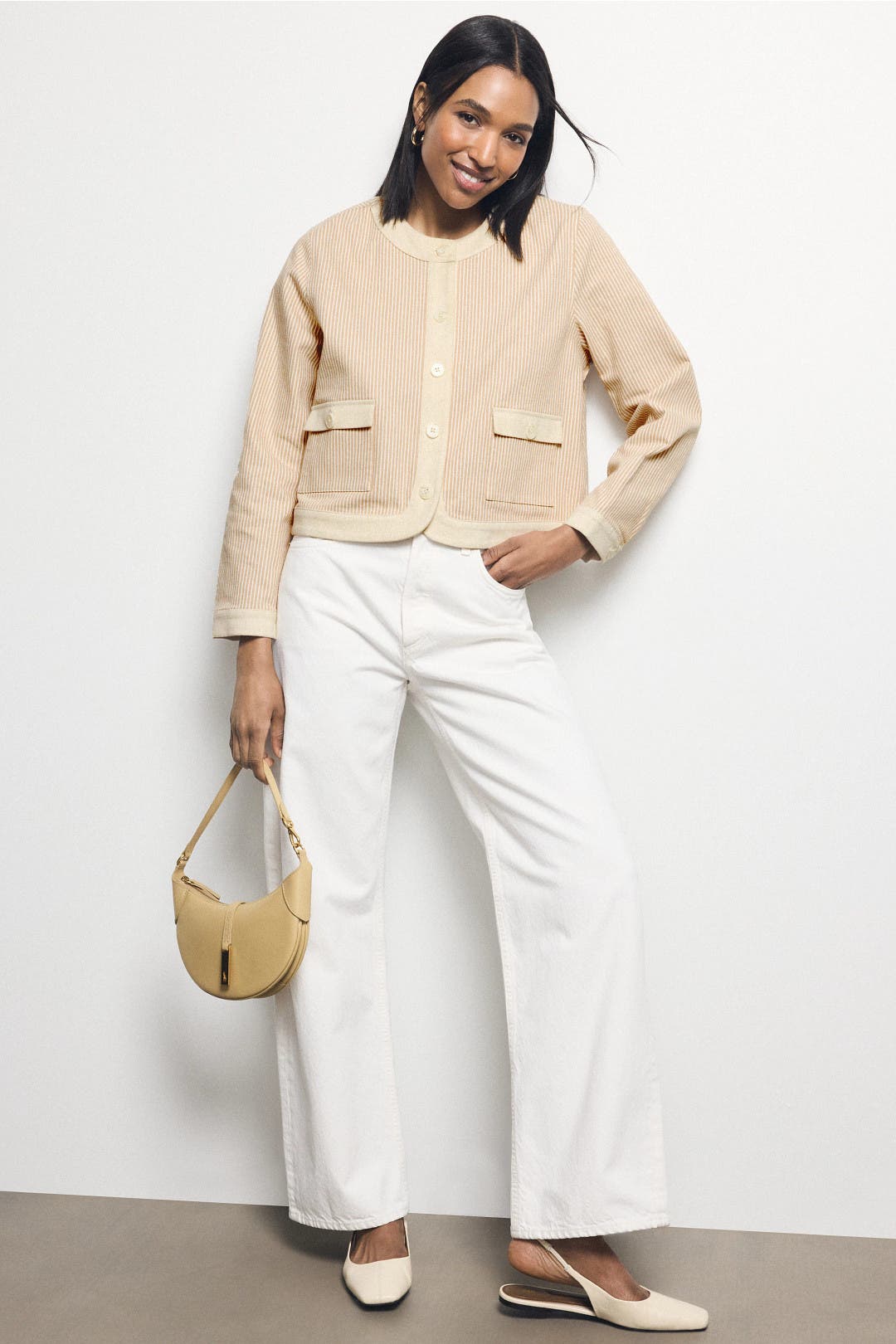 Fifteen Twenty Myra Contrast Cropped Jacket Brown-cream
