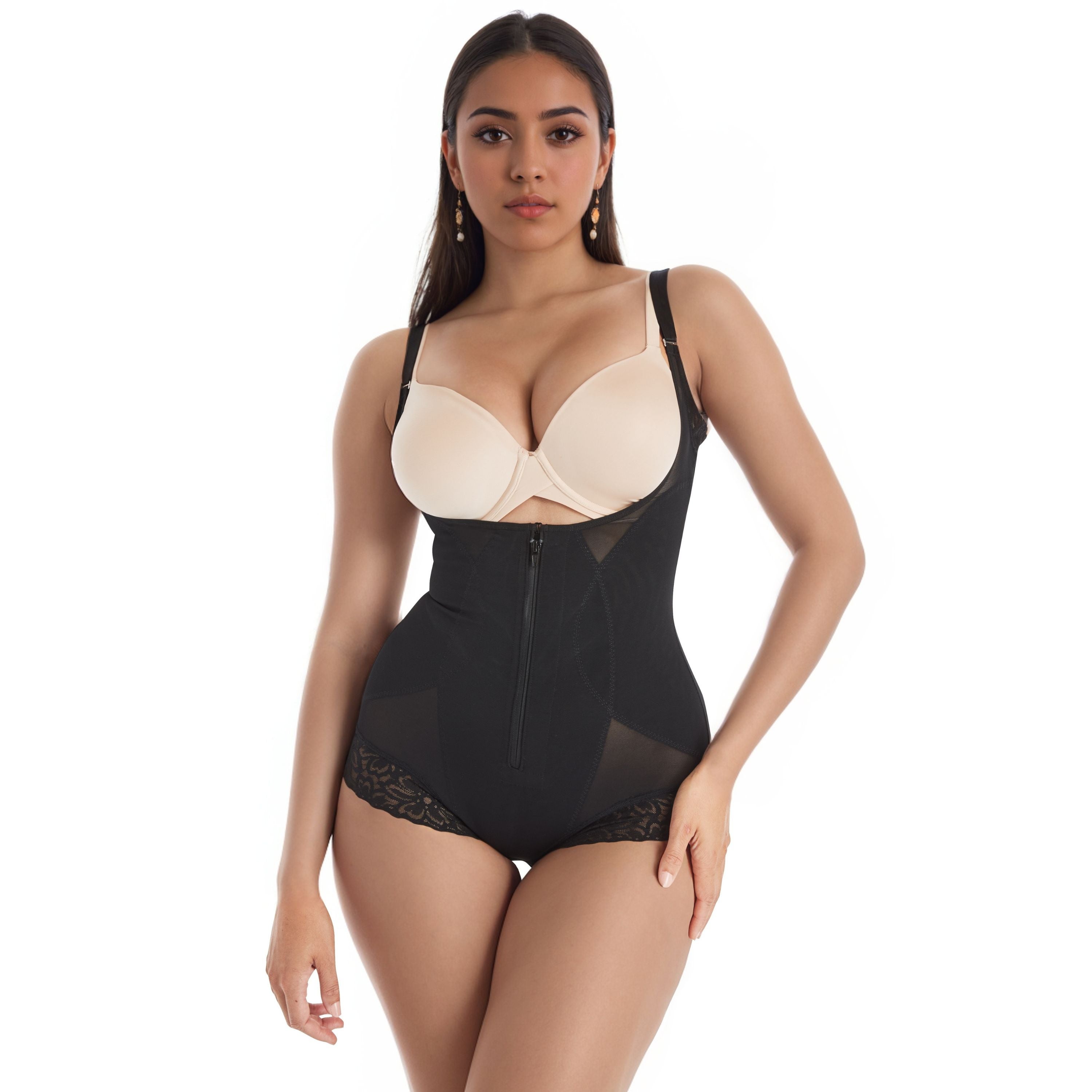 Maidenform Voluptuosa Shapewear Bodysuit, Open-Bust Tummy Control, Wear-Your-Own-Bra Fajas Body Shaper Black S Women's