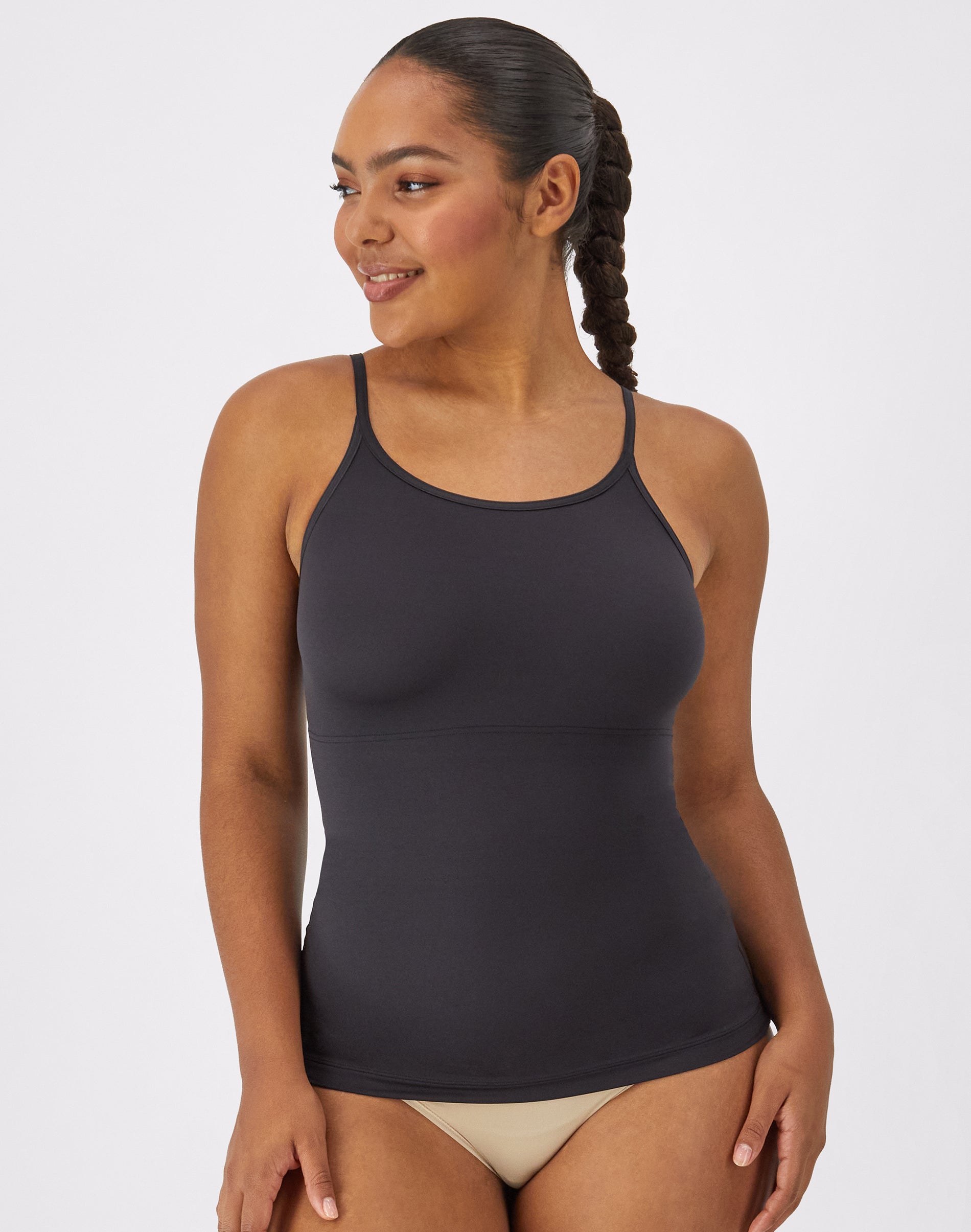 Maidenform Tummy Control Shapewear Cami Tank Top, Long Length Black M Women's