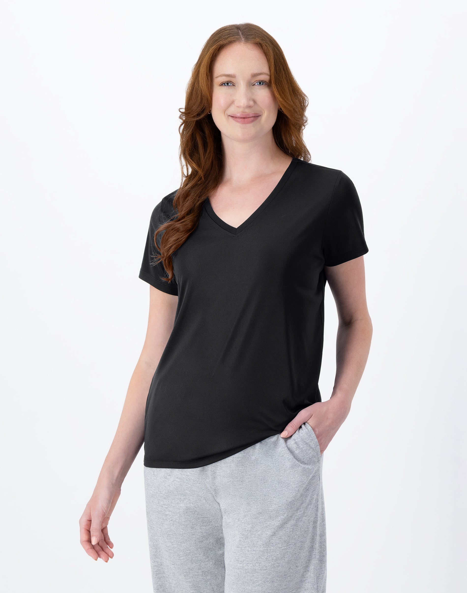 Hanes Sport Cool DRI Women's Performance V-Neck Shirt Black