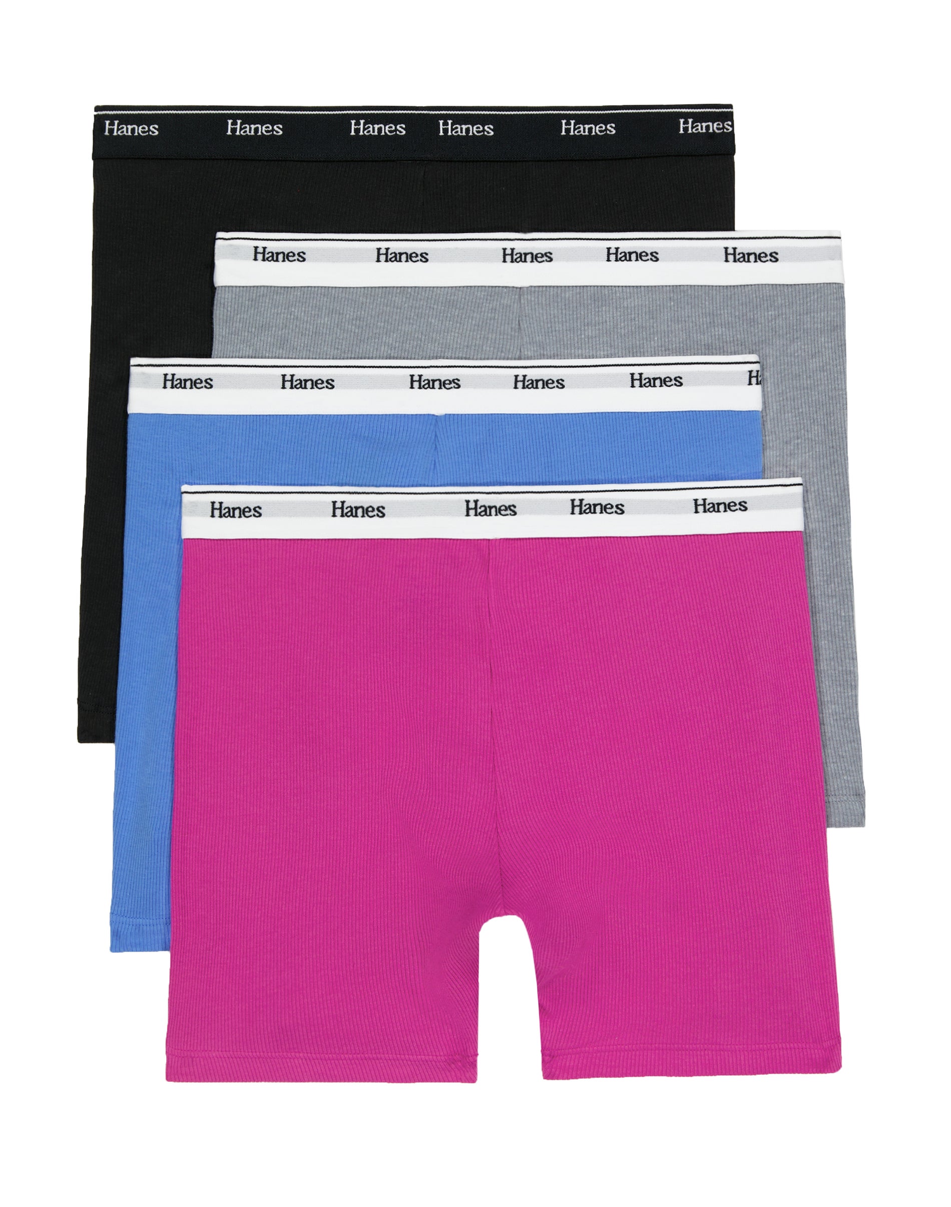 Hanes Originals Women's Mid-Thigh Boxer Brief Underwear, Breathable Stretch Cotton, -Pack Assorted