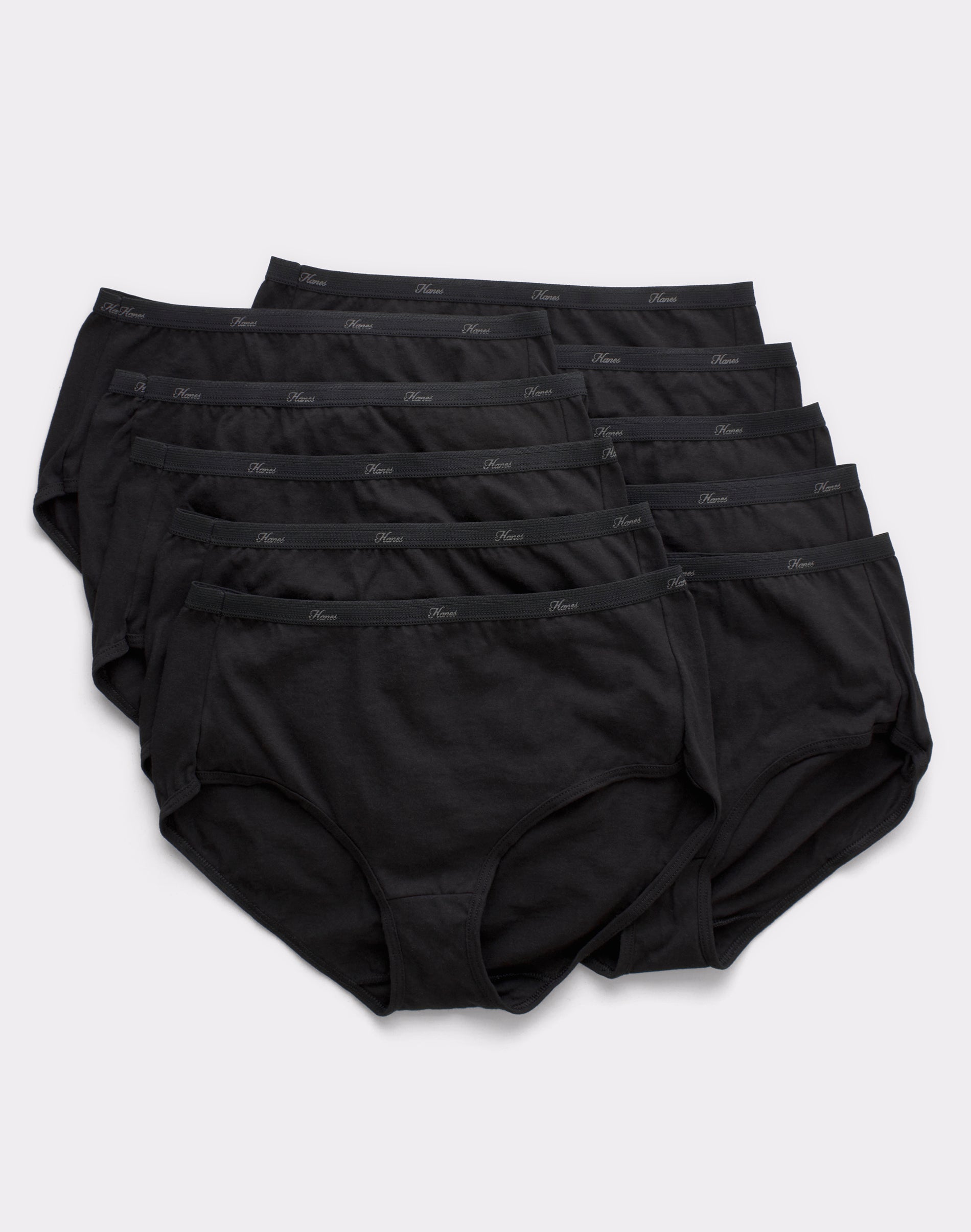Hanes Women's Breathable Cotton Brief Underwear, Black, -Pack