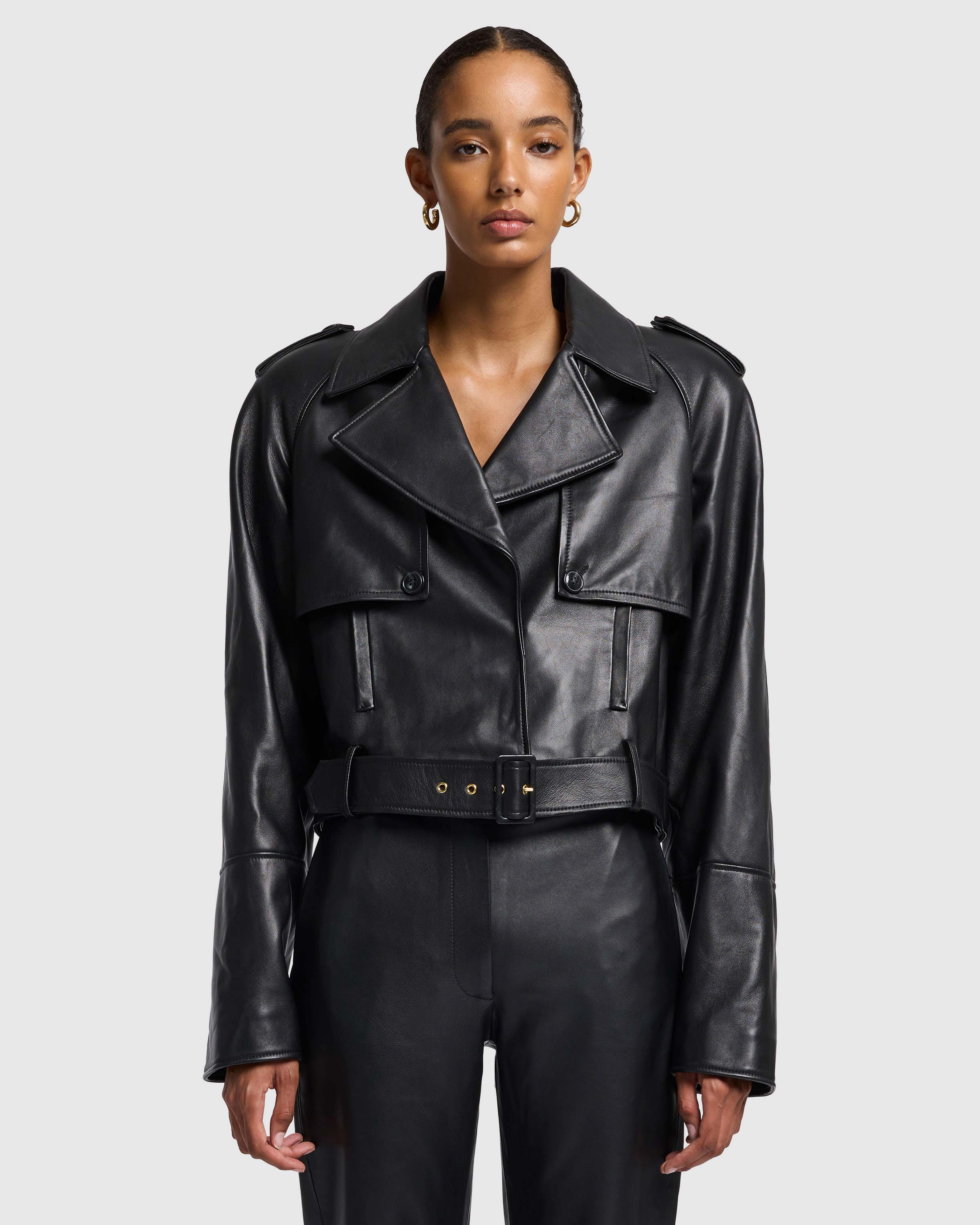 Leather Cropped Jacket