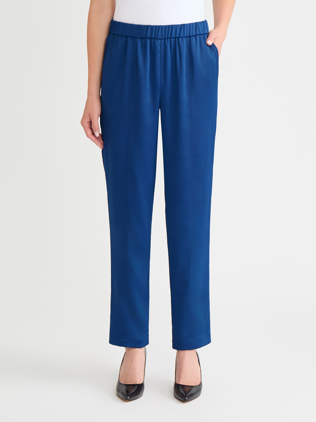 Nora Straight Leg Crepe de Chine Pant, Lazuli Blue