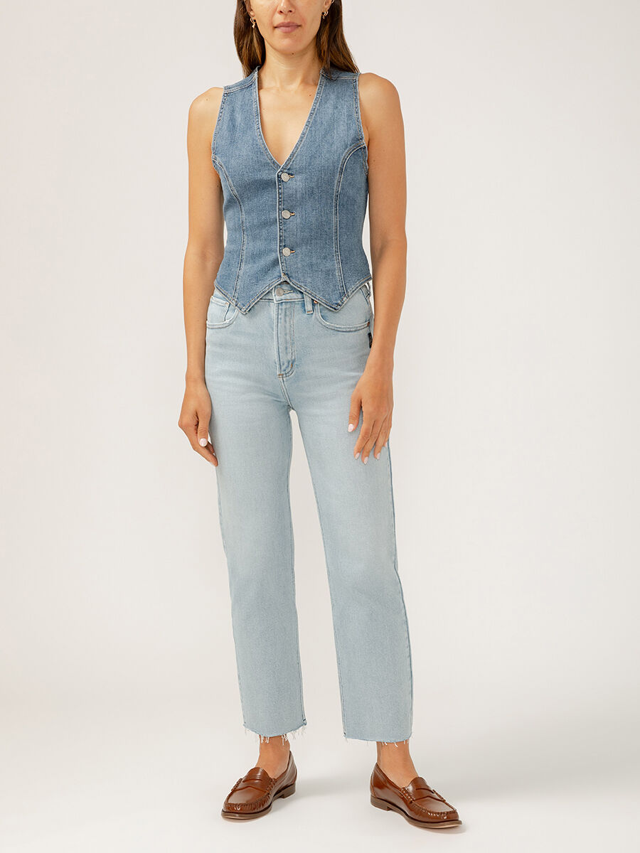 Women's Highly Desirable High Rise Straight Leg Ankle Jeans Indigo Size by Silver Jeans