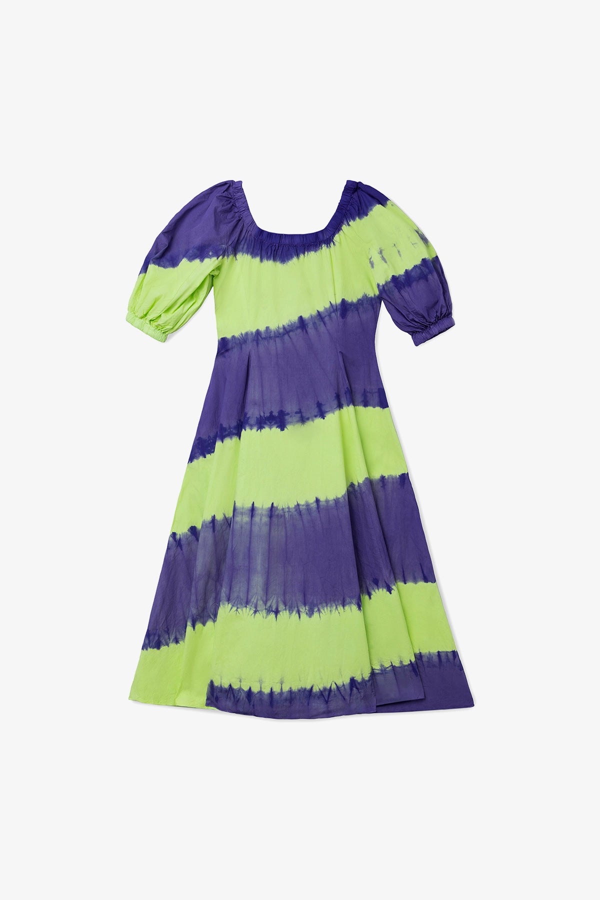 Marissa Dress Purple and Green Tie Dye Cotton - S Black and Purple