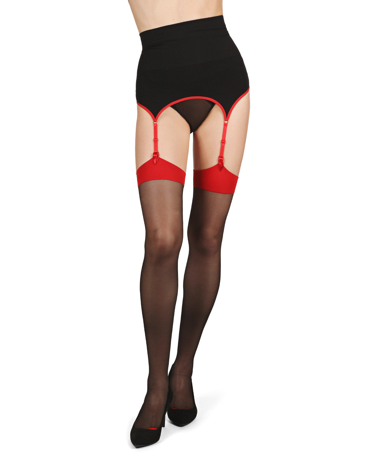 Women's Hug Me Tight High-Waisted Seamless Garter Belt - X-X Black