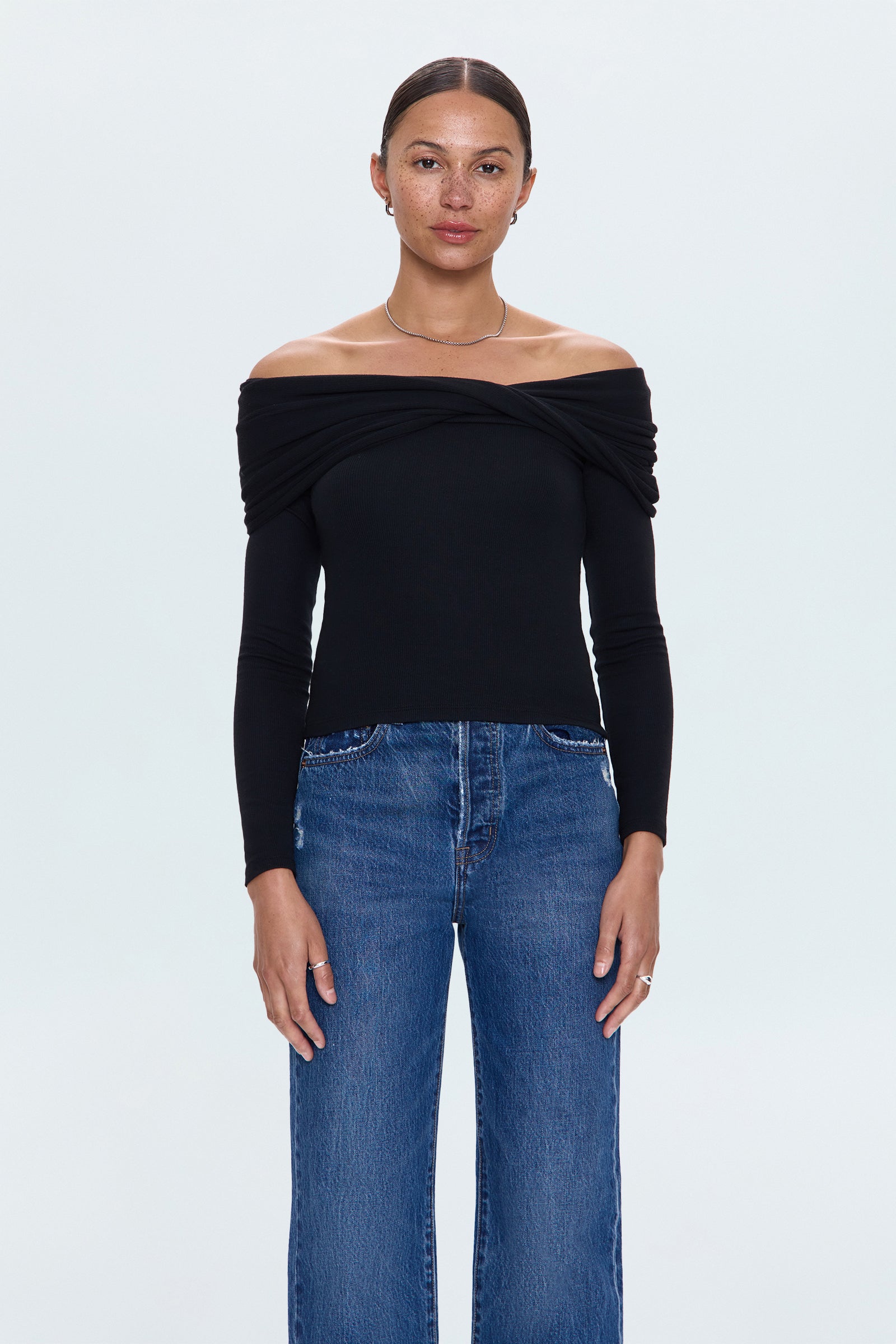Lyra Off The Shoulder Top - Noir - NOIR