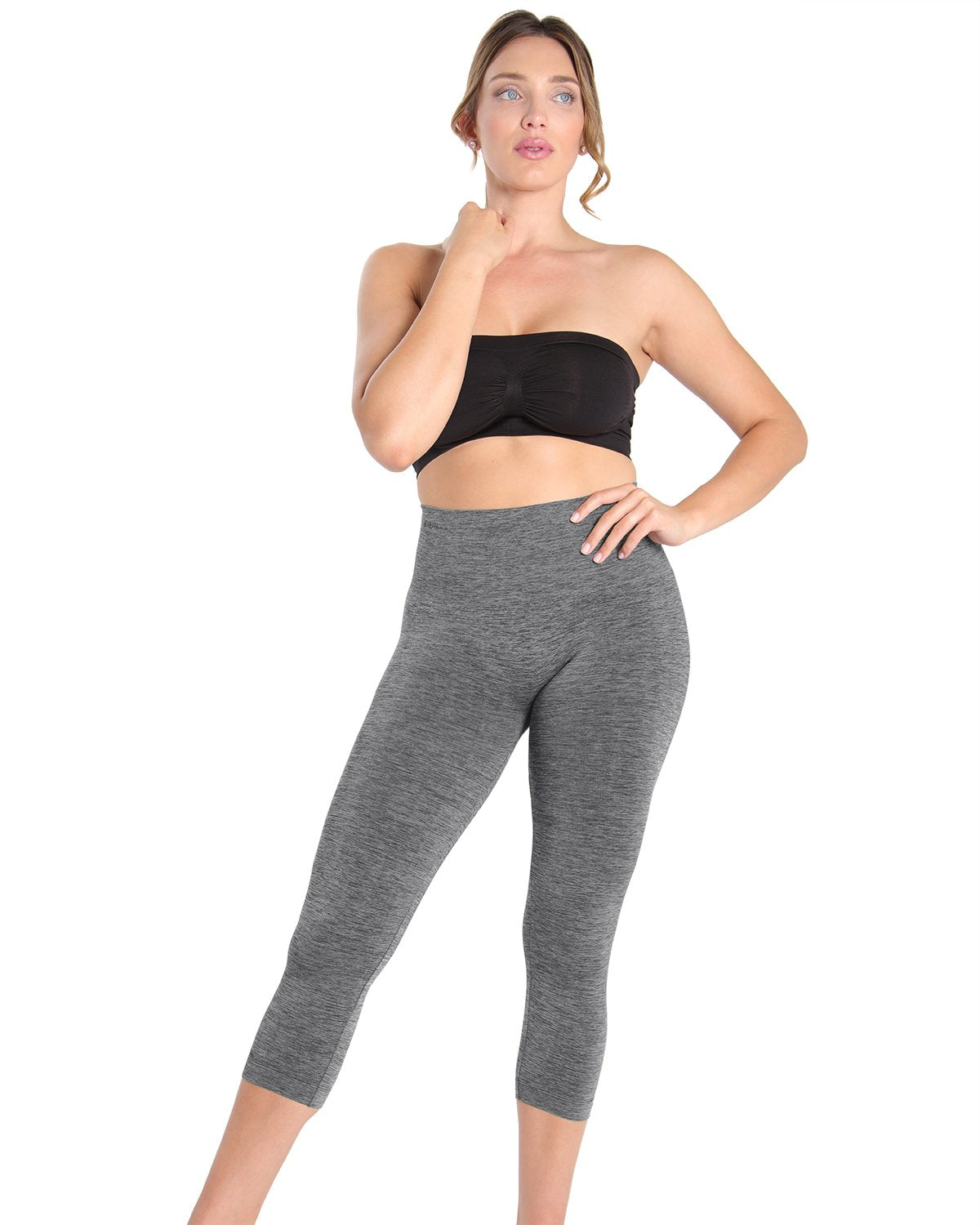 Women's High-Waist Control Seamless Shapewear Leggings - Large Skystorm Spacedye