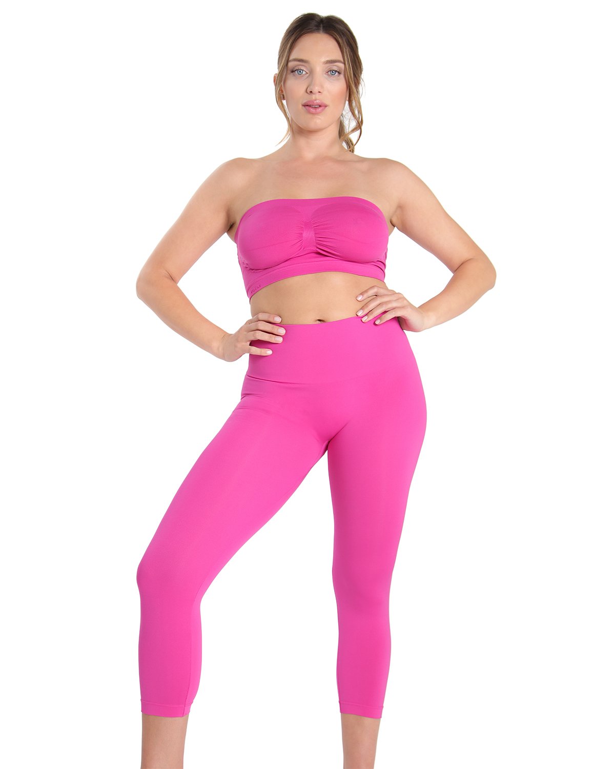 Women's High-Waist Control Seamless Shapewear Leggings - Large Fuchsia Red