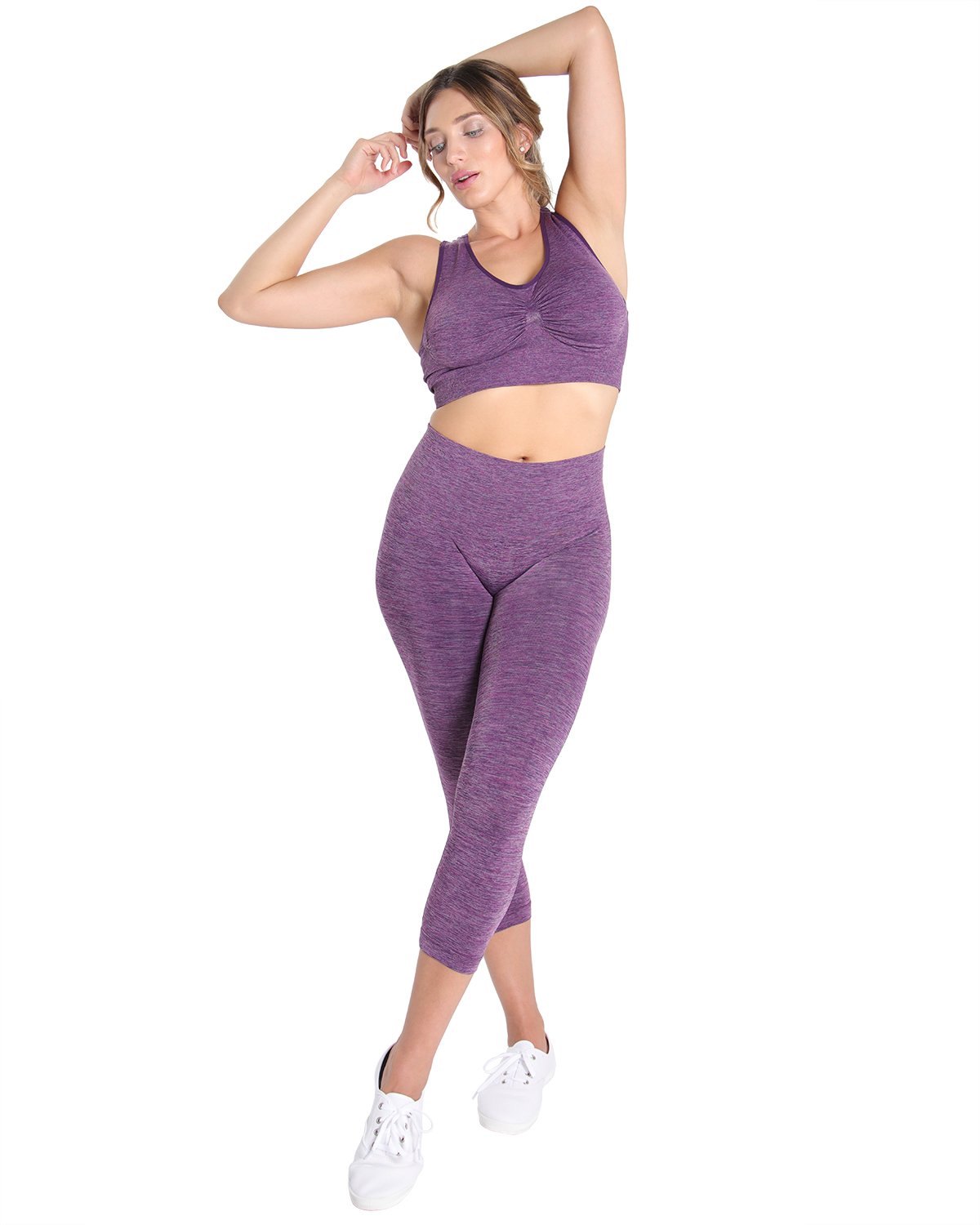 Women's High-Waist Control Seamless Shapewear Leggings - Medium Violet Spacedye