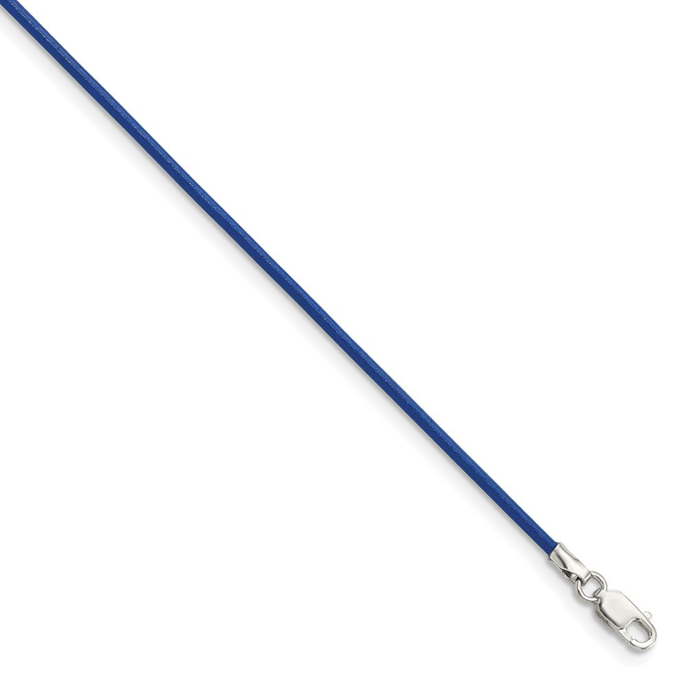 Sterling Silver Inch .mm Royal Blue Leather Cord Necklace