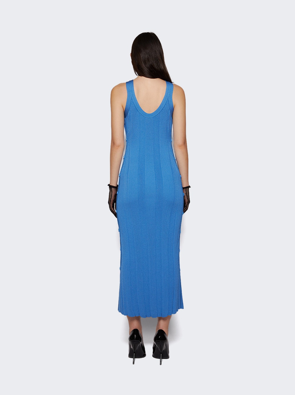 Ellis Dress In Column Rib Blue