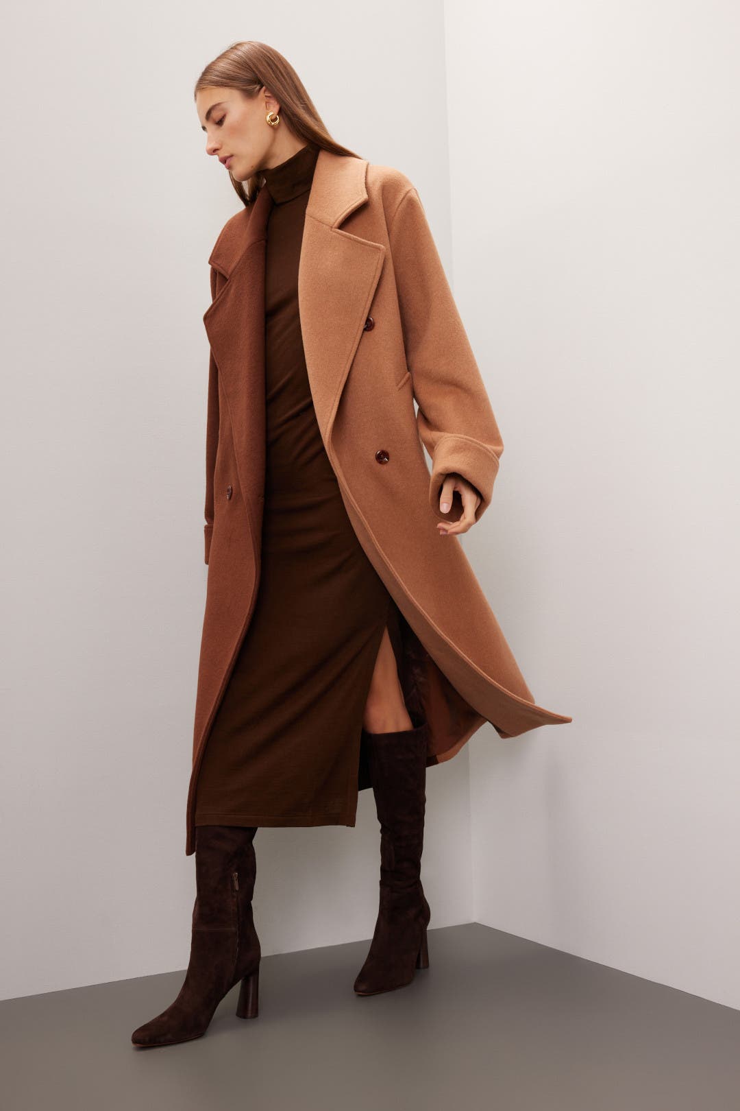 Ronny Kobo x RTR Two Tone Wool Coat Brown