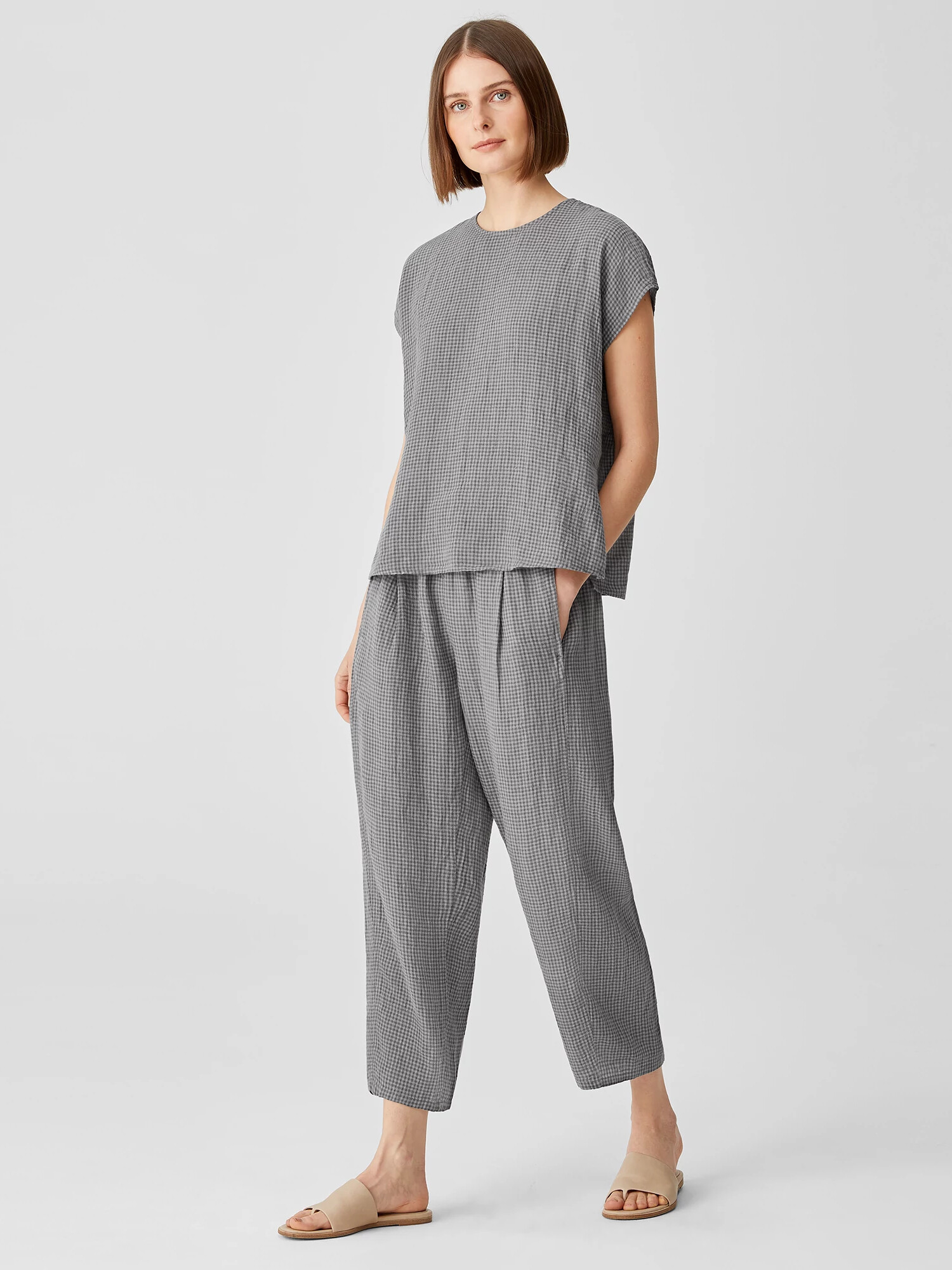 Puckered Organic Linen Lantern Pant