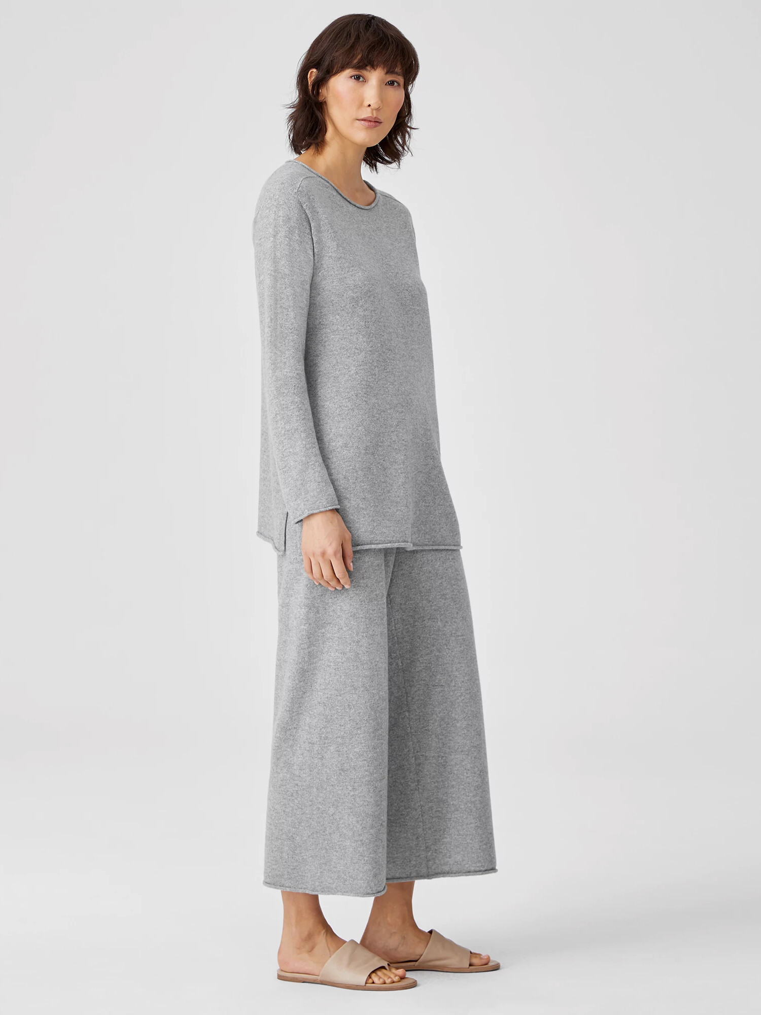 Italian Cashmere Straight Cropped Pant
