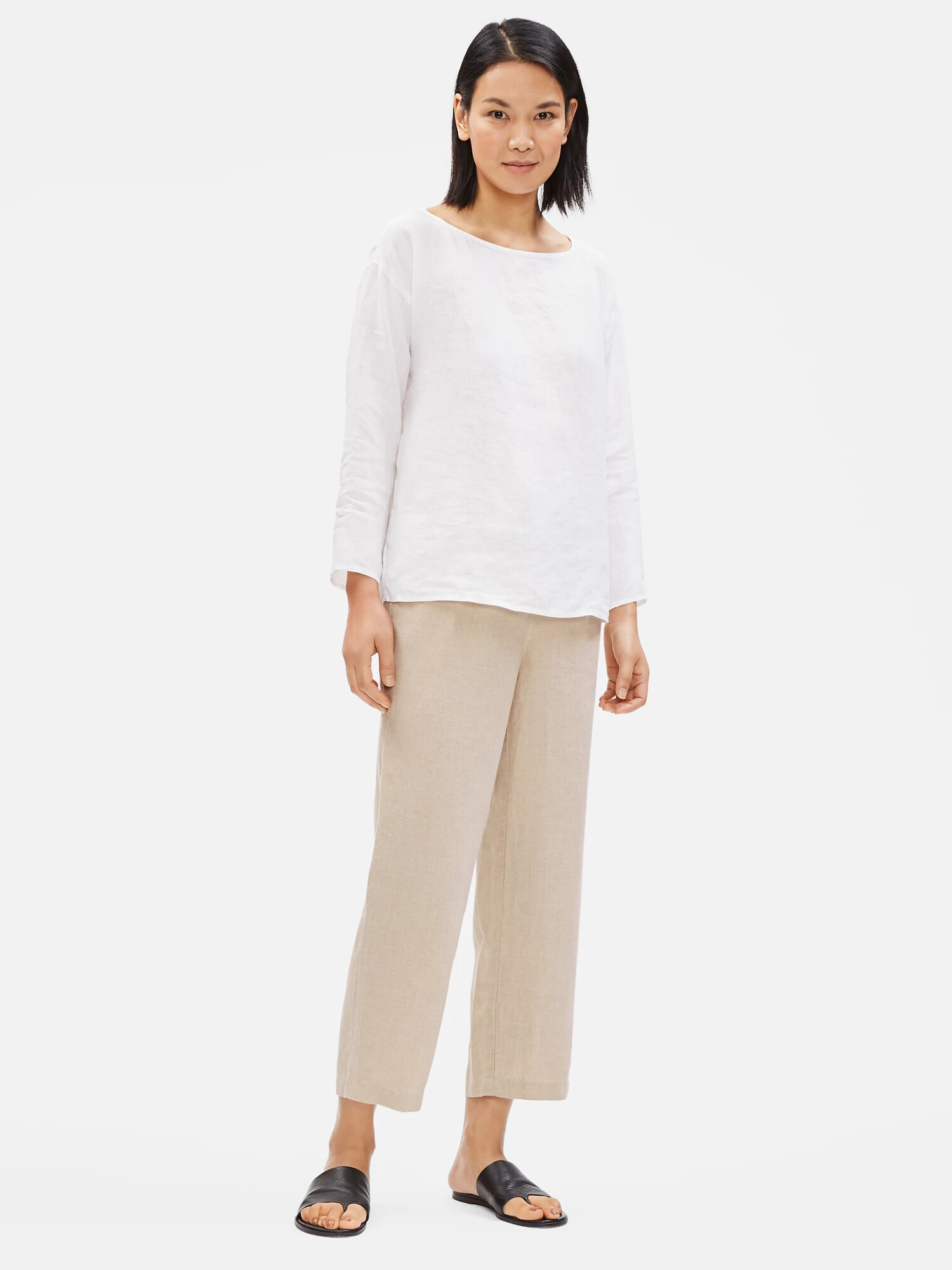 Organic Linen Straight Cropped Pant