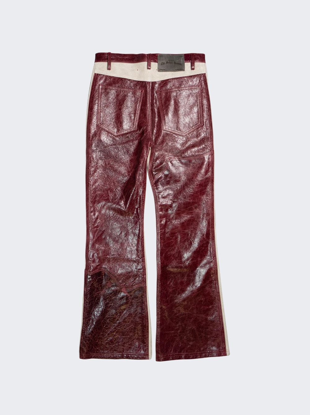 Leather Western Flare Pant Burgundy