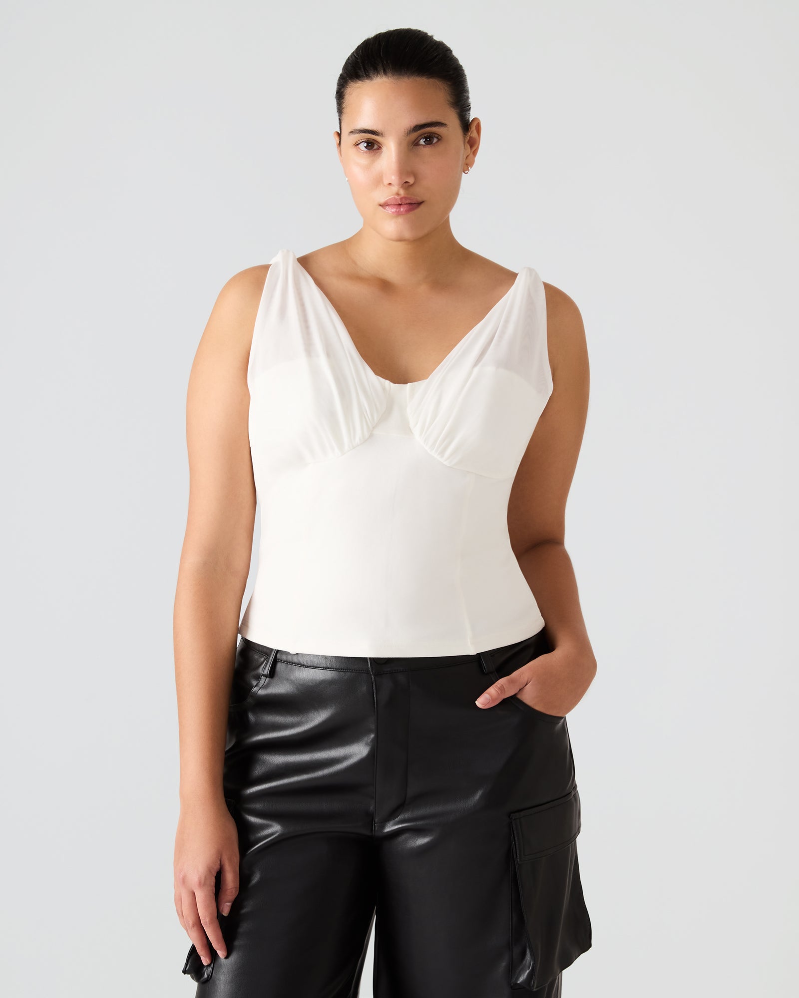 Steve Madden Women's Addisyn Top Sleeveless Mesh Tops - Antique - Size Medium