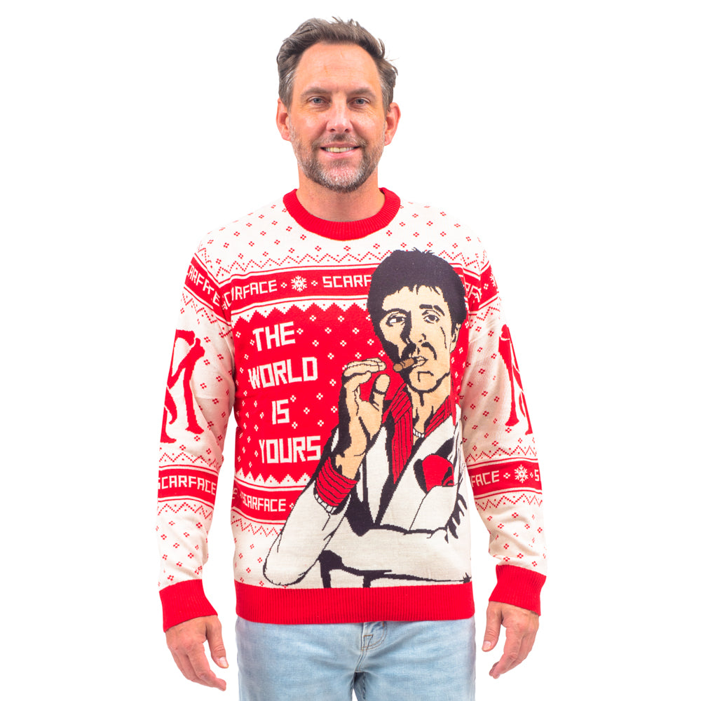 Scarface the World is Yours Tony Montana Ugly Christmas Sweater -
