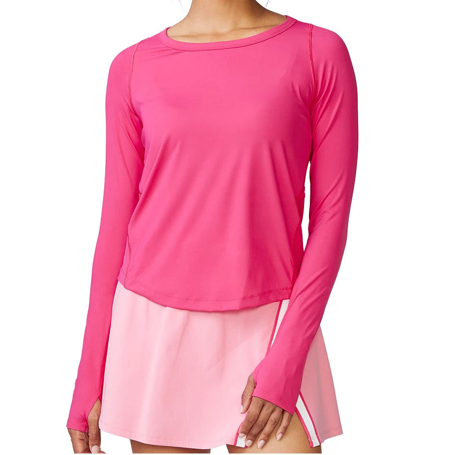 Women's Perforated Long Sleeve Top Solar Pink