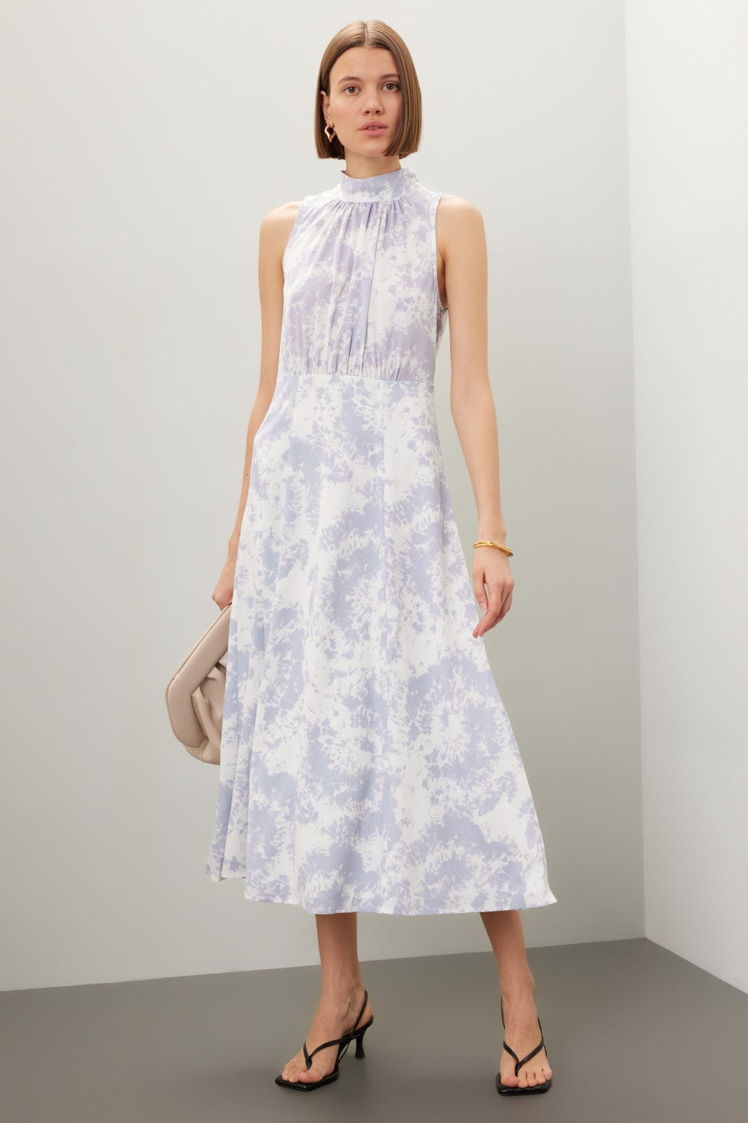 Thakoon x RTR Mock Neck Tie Dye Dress White-purple-print