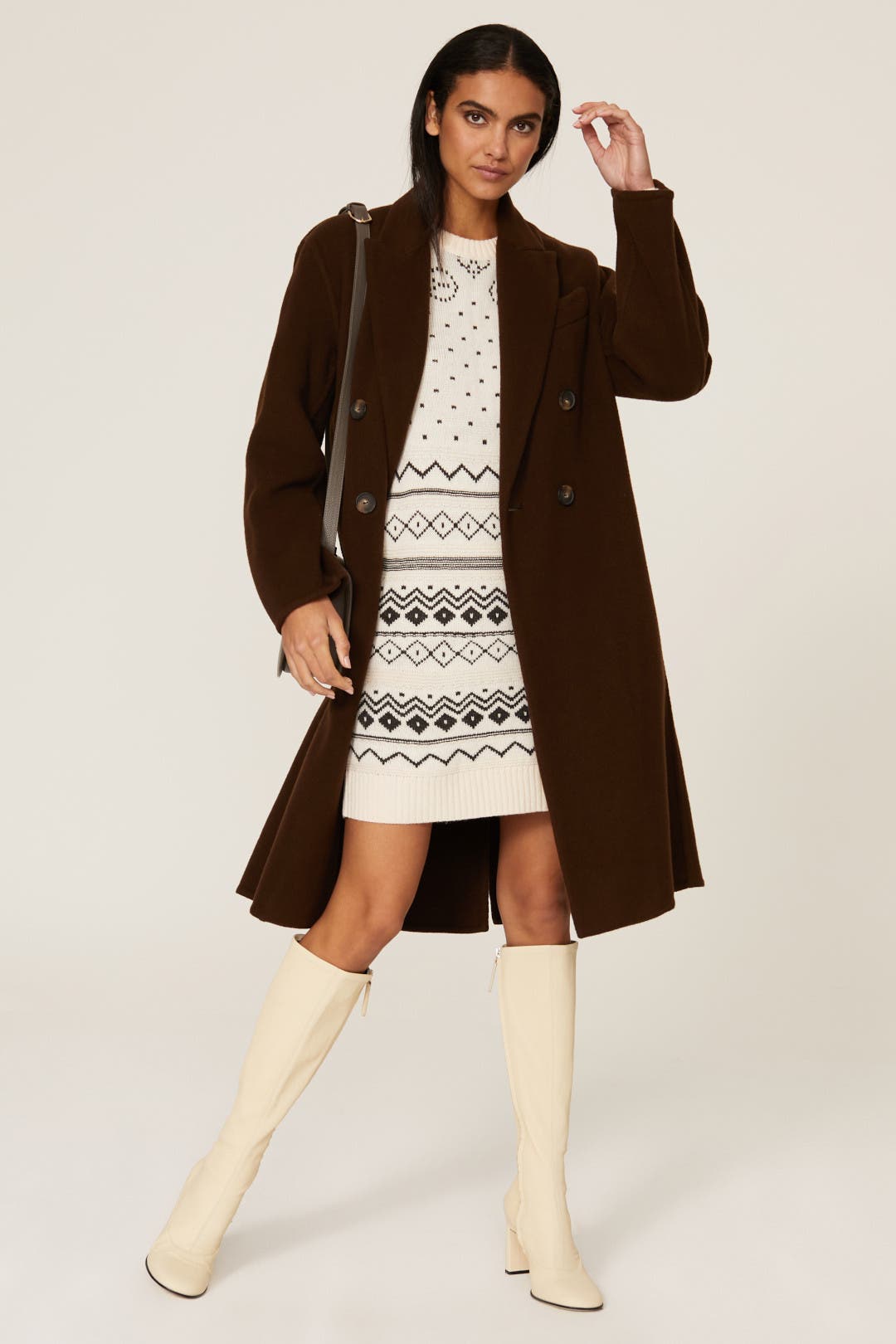 Thakoon x RTR Fair Isle Sweater Dress Cream-print