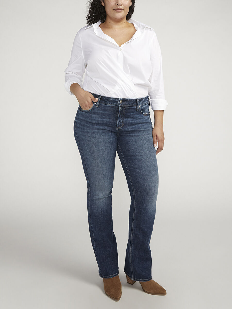 Women's Elyse Mid Rise Slim Bootcut Jeans Plus Size Indigo Size W by Silver Jeans