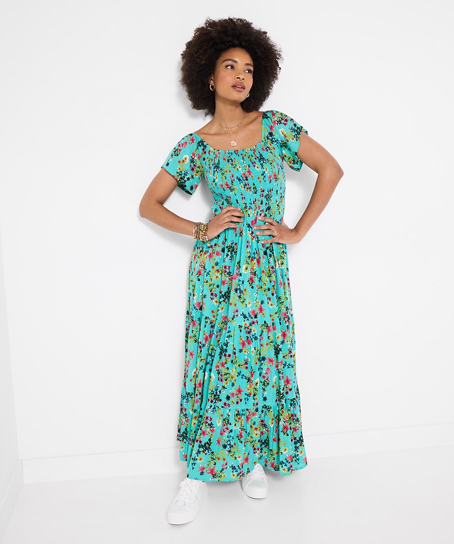 Women's Summer Meadows Crinkle Maxi Dress - Size - Turquoise - by Joe Browns