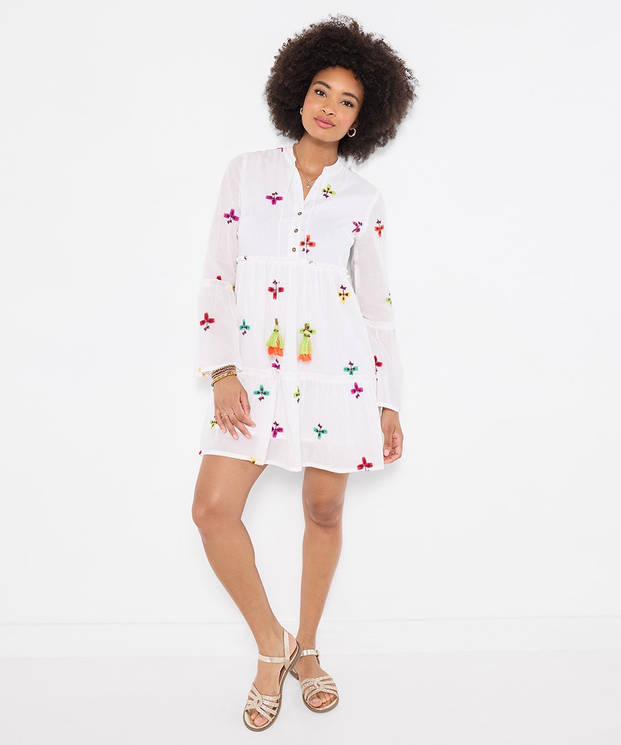 Women's Fabulous And Free Boho Tunic Dress - Size - White - by Joe Browns