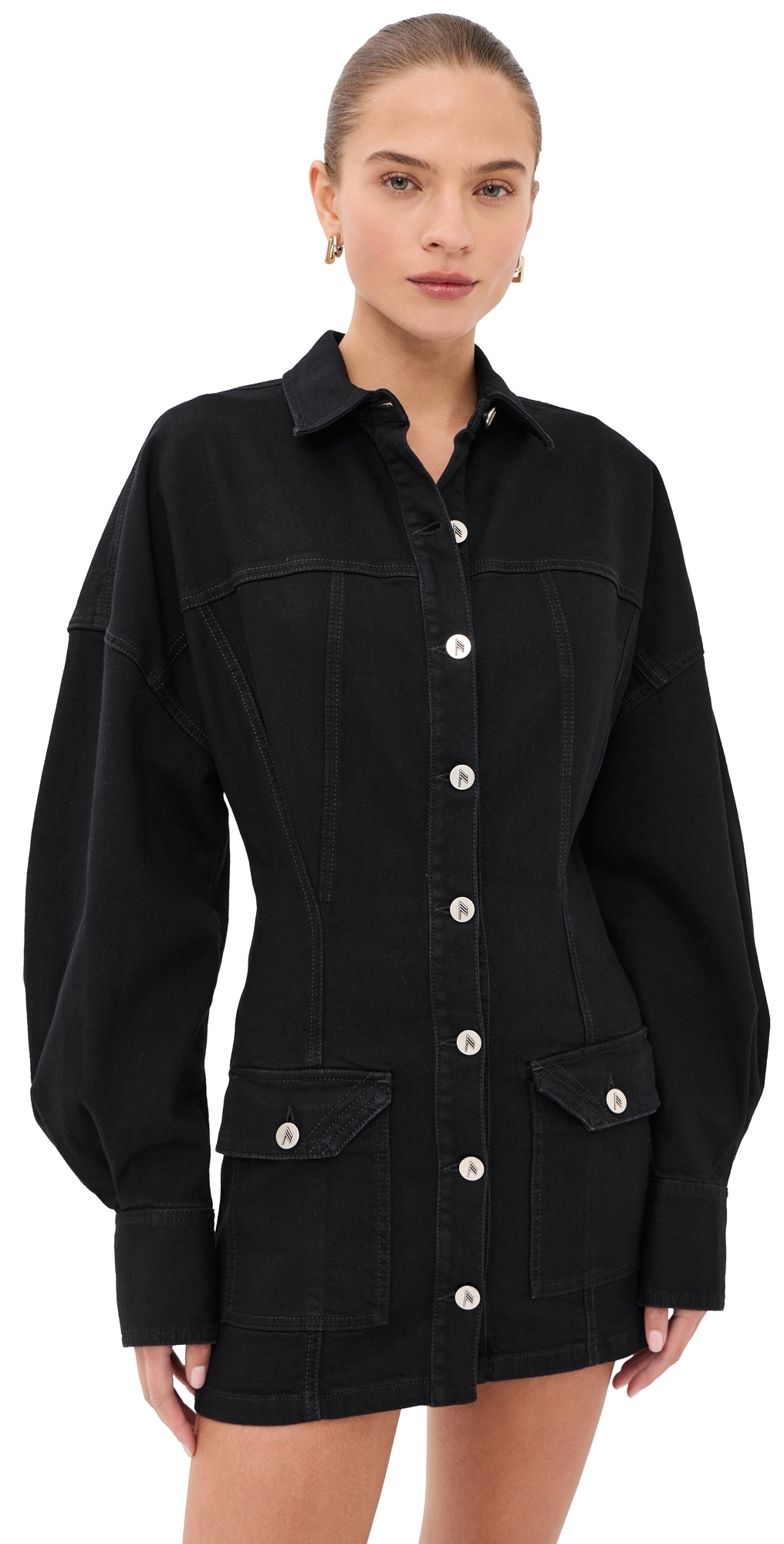 The Attico Mini Denim Dress Black