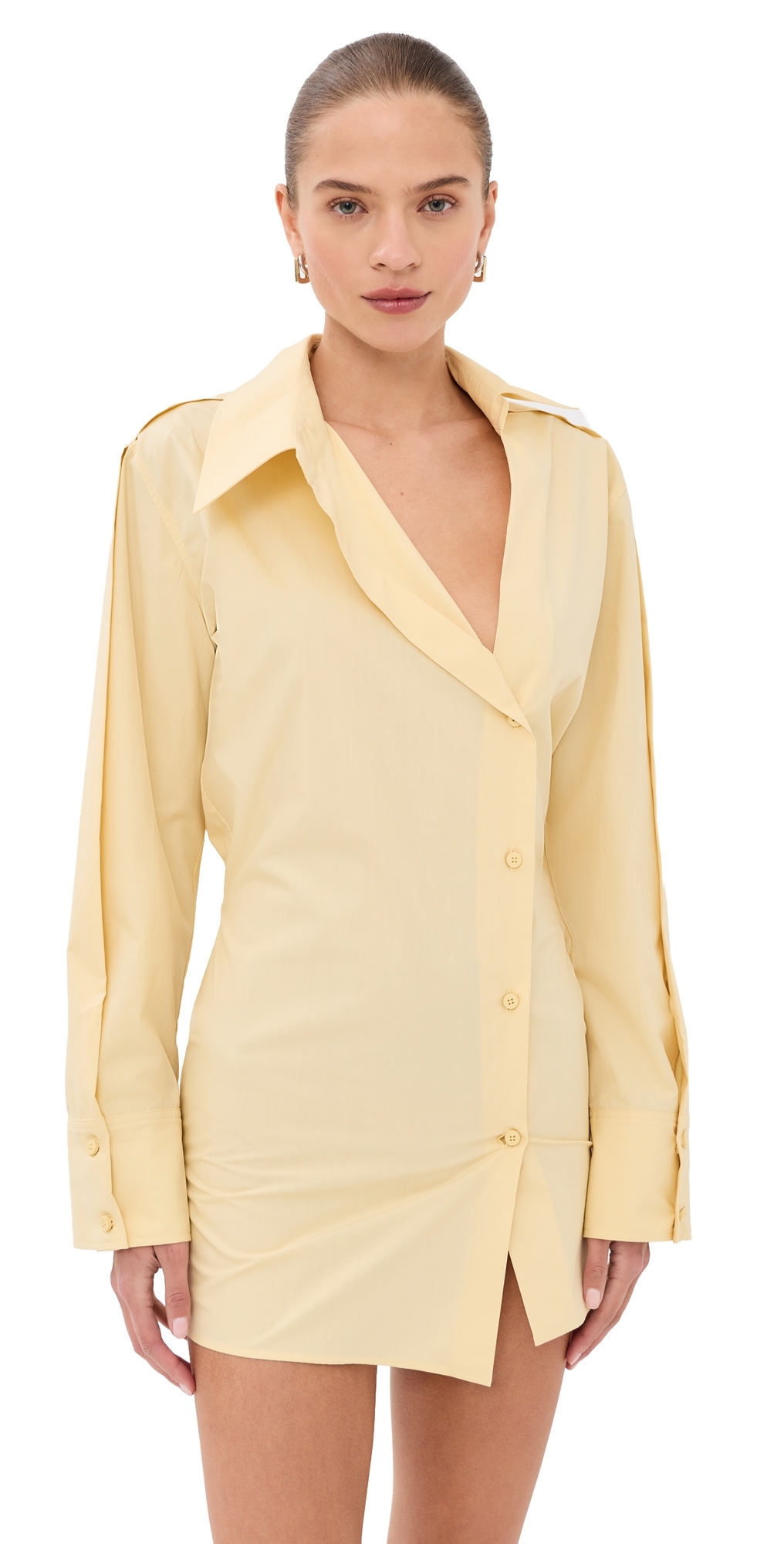 The Attico Mini Shirt Dress Pale Yellow