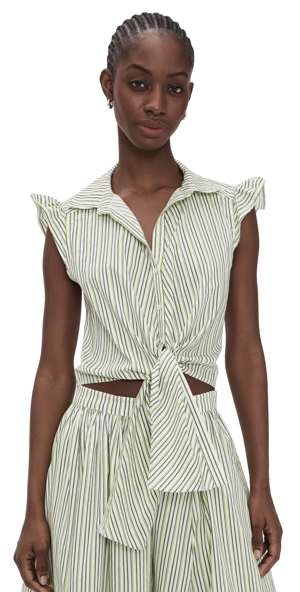 Cinq à Sept Sophie Stripe Flutter Sleeve Marianna Top IvoryLime