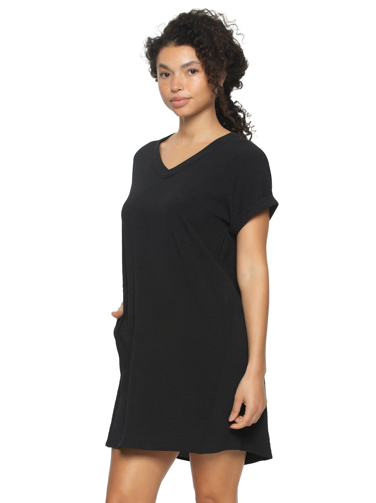 Cruise Short Sleeve Pocket Dress, Black Large