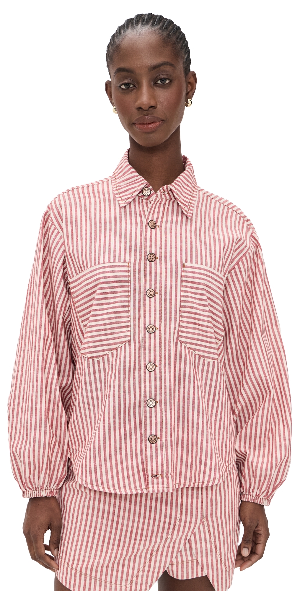 Dress To Striped Twill Shacket Stripes