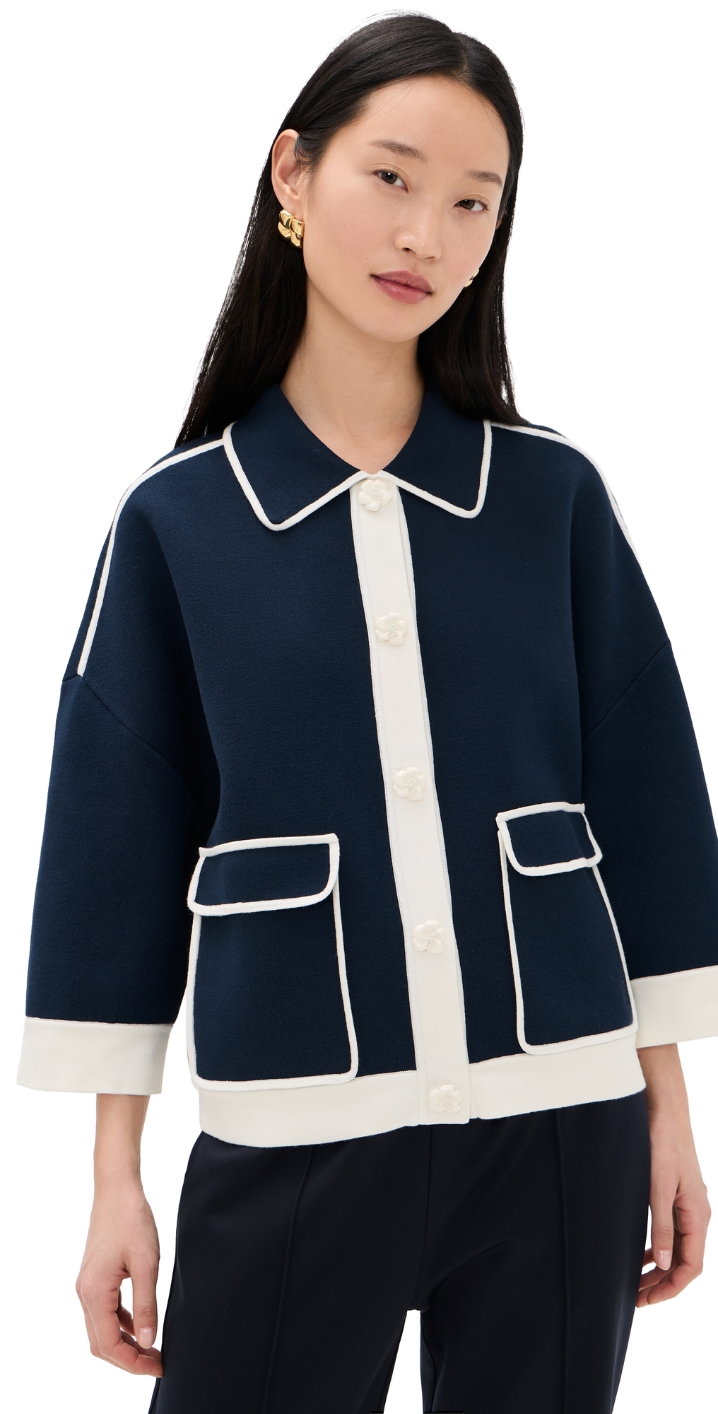 ESSENTIEL ANTWERP Jugly Knit Cardigan Classic Navy