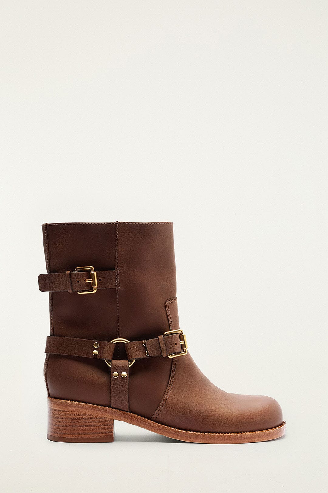 Distressed Leather Boot, WALNUT