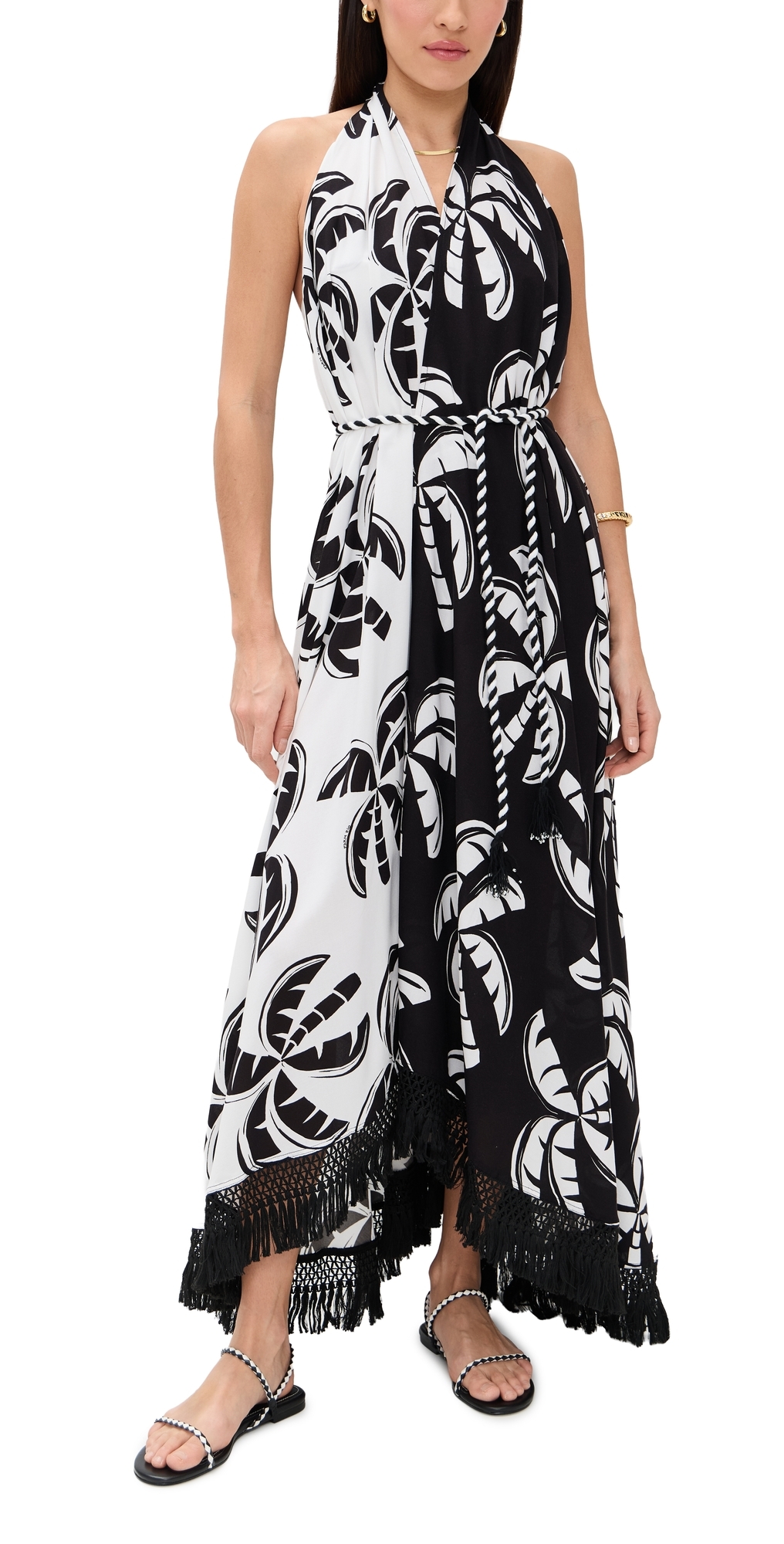 FARM Rio Graphic Palms Dress Graphic Palms Black